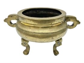 19th century Chinese two handled brass censer