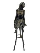 Art Deco style bronze modelled as a semi naked female figure