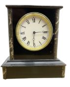 French - Late 19th century 8-day timepiece mantle clock in an ebonised wooden case with faux marble