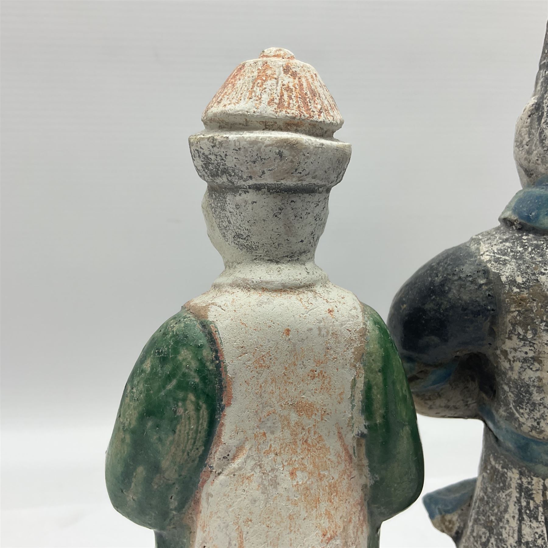 Three Chinese terracotta court attendant tomb figures - Image 15 of 24