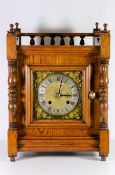 German - late 19th century Arts and Crafts oak cased 8-day mantle clock
