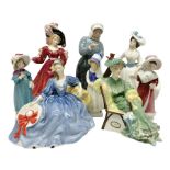 Eight Royal doulton figures