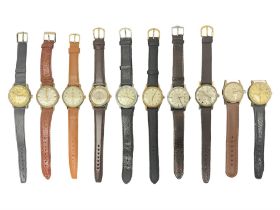 Seven manual wind wristwatches including Tissot