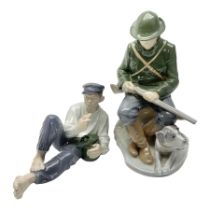 Two Royal Copenhagen figures comprising Huntsman and his dog no 1087