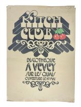 Poster 'Kitch Club Discotheque a vevey sur le quais ouverture le 19 mai' H59cm