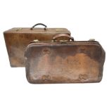 Late 19th/early 20th century brown leather suitcase