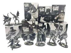 Group of five limited edition DC Direct Black and White Batman hand-painted cold-cast porcelain stat