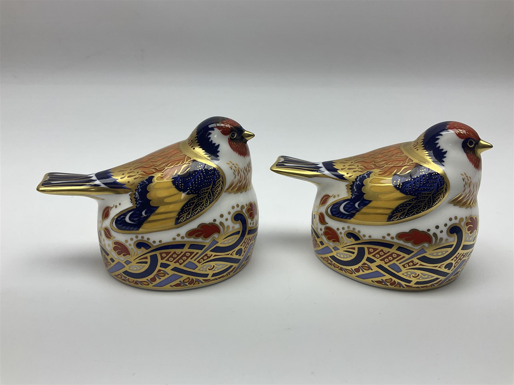 Two Royal Crown Derby Goldfinch Nesting paperweights with silver stoppers - Image 3 of 8