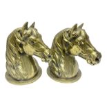 Pair of cast brass horse heads