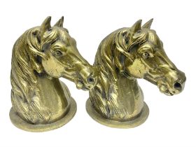 Pair of cast brass horse heads