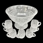Large Stuart crystal pedestal punch bowl