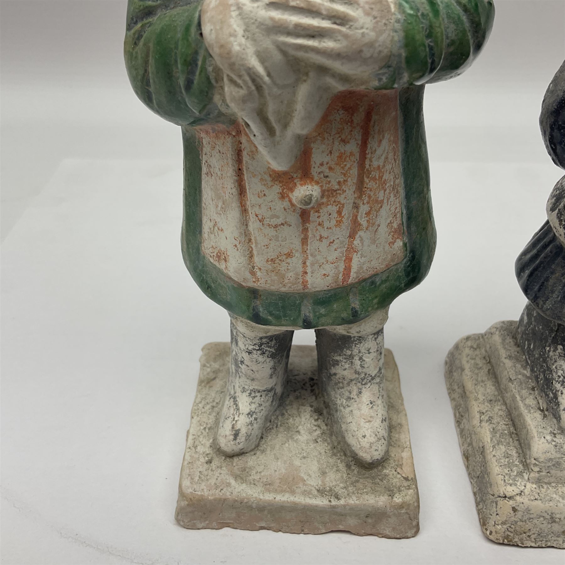 Three Chinese terracotta court attendant tomb figures - Image 6 of 24