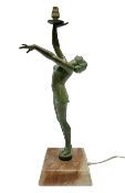 Art Deco patinated spelter table lamp