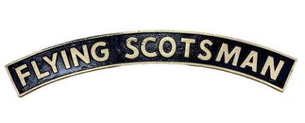 Cast iron Flying Scotsman arched railway type sign