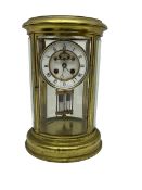 French - late 19th century oval cased 8-day four glass clock