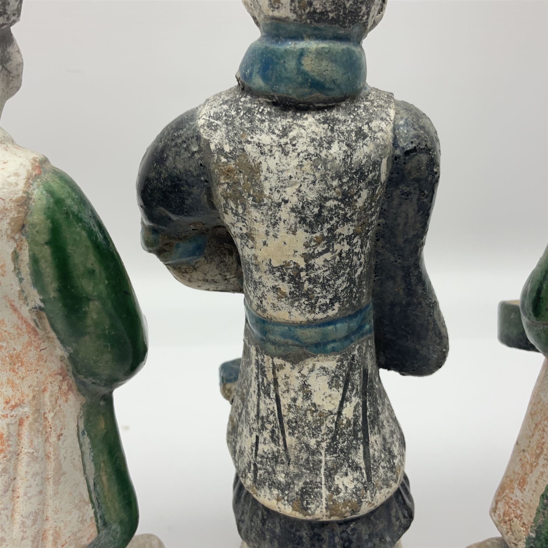 Three Chinese terracotta court attendant tomb figures - Image 19 of 24