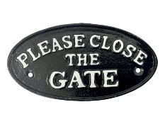 Cast Iron 'Please Close the Gate' sign