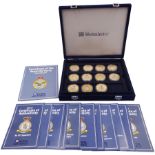Eleven Westminster Mint 24ct gold-plated coins