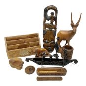 Collection of carved wooden items