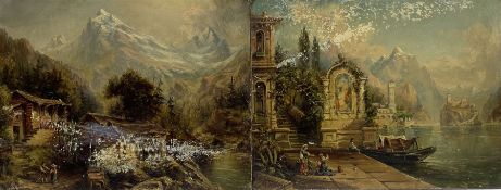 A Slager (Continental 19th century): Alpine Lake and Mountain scenes