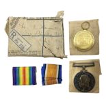 WW1 pair of medals comprising British War Medal and Victory Medal awarded to 038821 Pte.E.Hammerton