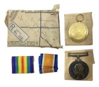 WW1 pair of medals comprising British War Medal and Victory Medal awarded to 038821 Pte.E.Hammerton