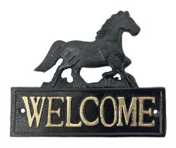 Cast iron Welcome sign with horse