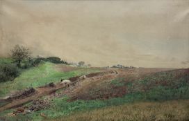 William Wardlaw Laing (exh.1882-1922): 'A Fallow Field' - laying clay pot drainage system