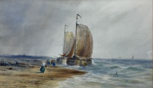 J Lockhart Barker (British 19th exh.1898-1930): Rothesay Fishing Boats off the Scottish Coast