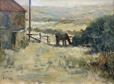 Christine M Pybus (British 1954-): Pony in the Farmyard