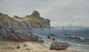 A Uren (British 19th/20th century): Boat on the Cornish Coast