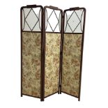 Edwardian inlaid mahogany three-fold screen