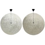 Large pair of contemporary spun or woven spherical light fittings