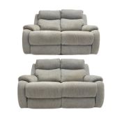 Pair of two-seat manual reclining sofas