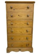 Pine chest fitted with six drawers