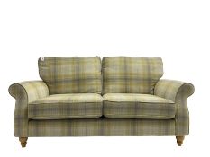 NEXT Home - traditional shaped two seat sofa upholstered in lime and grey tartan fabric