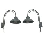 Two grey outdoor metal lamps