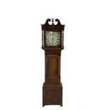 Unsigned - mid-19th century 30 hour oak and mahogany longcase clock