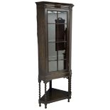 Early 20th century oak corner display cabinet