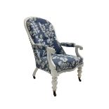 Victorian white painted open armchair