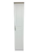 Oak and white finish tall narrow single wardrobe