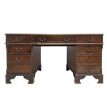 Edwardian mahogany twin pedestal desk