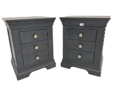 Cotswold - pair of anthracite grey painted three bedside chests