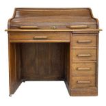 Early 20th century oak roll-top desk