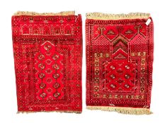 Afghan red ground prayer rug