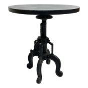 Industrial steel adjustable occasional or bar table