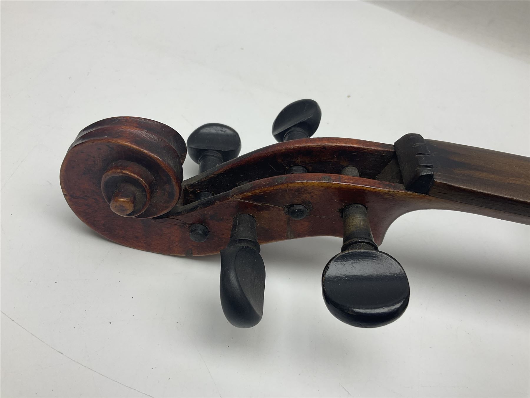 Saxony violin c1890 with 35.5cm two-piece maple back and ribs and spruce top L59cm overall; in carry - Image 8 of 15