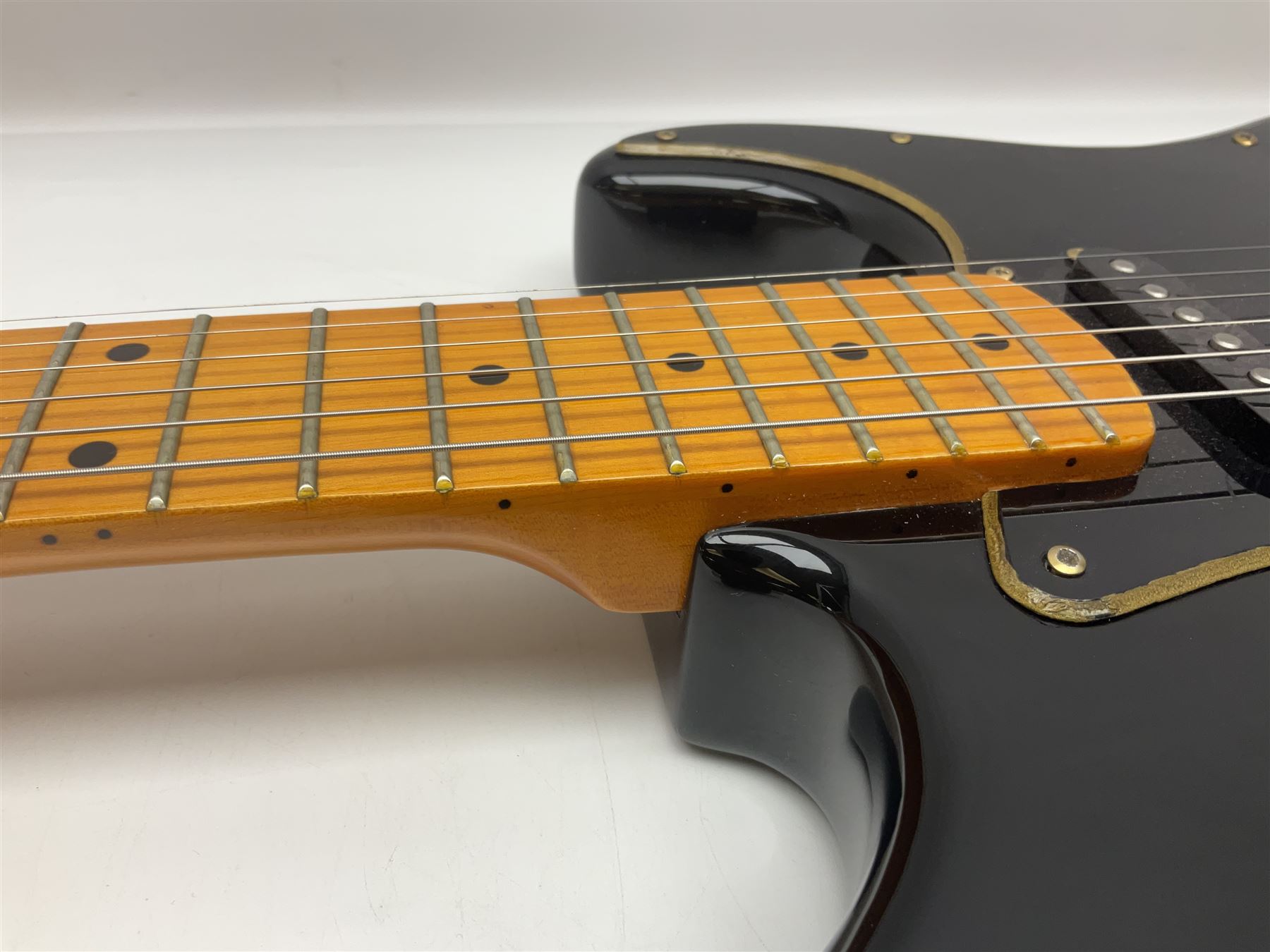 Copy of a Fender Stratocaster electric guitar in black with Wilkinson bridge - Image 14 of 21