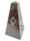 German Wittner metronome in typical pyramid shaped mahogany case H22cm