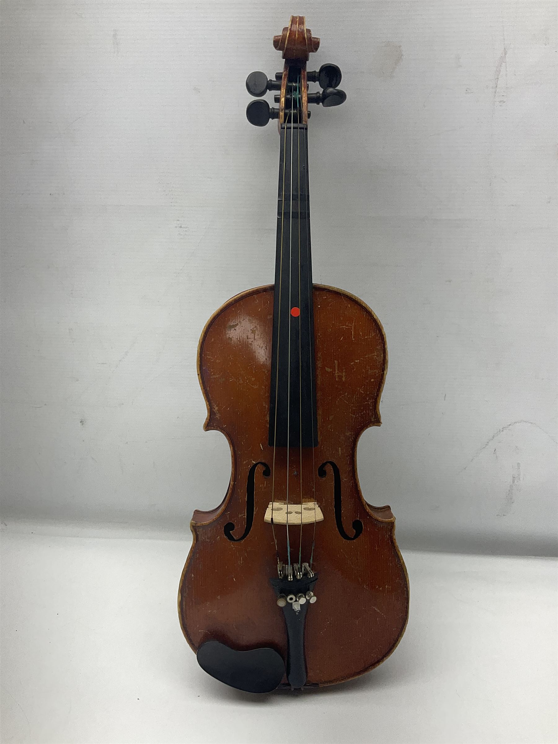 Early 20th century German Saxony three-quarter size violin with 34cm one-piece maple back and ribs a - Image 2 of 18